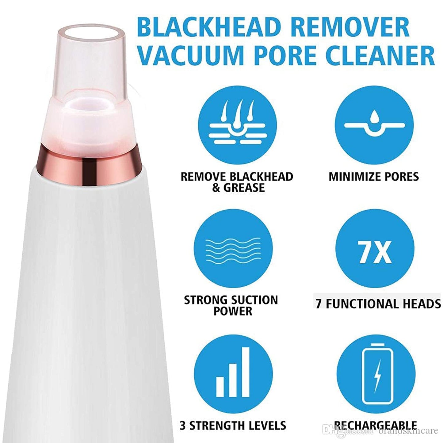 6 in 1 Multi-function Blackhead Remover Tools | Electric Derma suction Machine | USB Rechargeable Acne Pimple Pore Cleaner Vacuum tool | Facial Cleanser Device for Nose & Skin Care