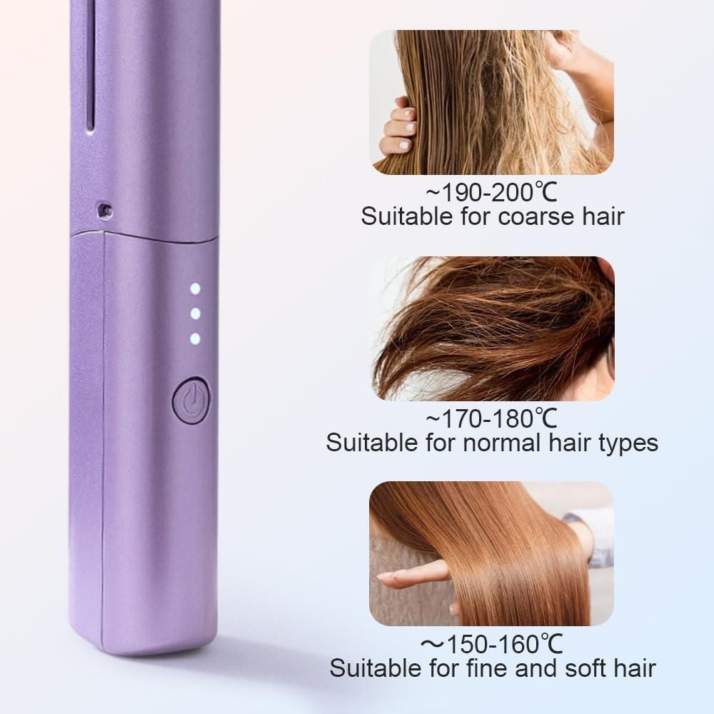 EasyStraight: Cordless Hair Straightening Comb with 3-Heat Settings, Rechargeable & Auto Shut-Off for Smooth Styling Anywhere
