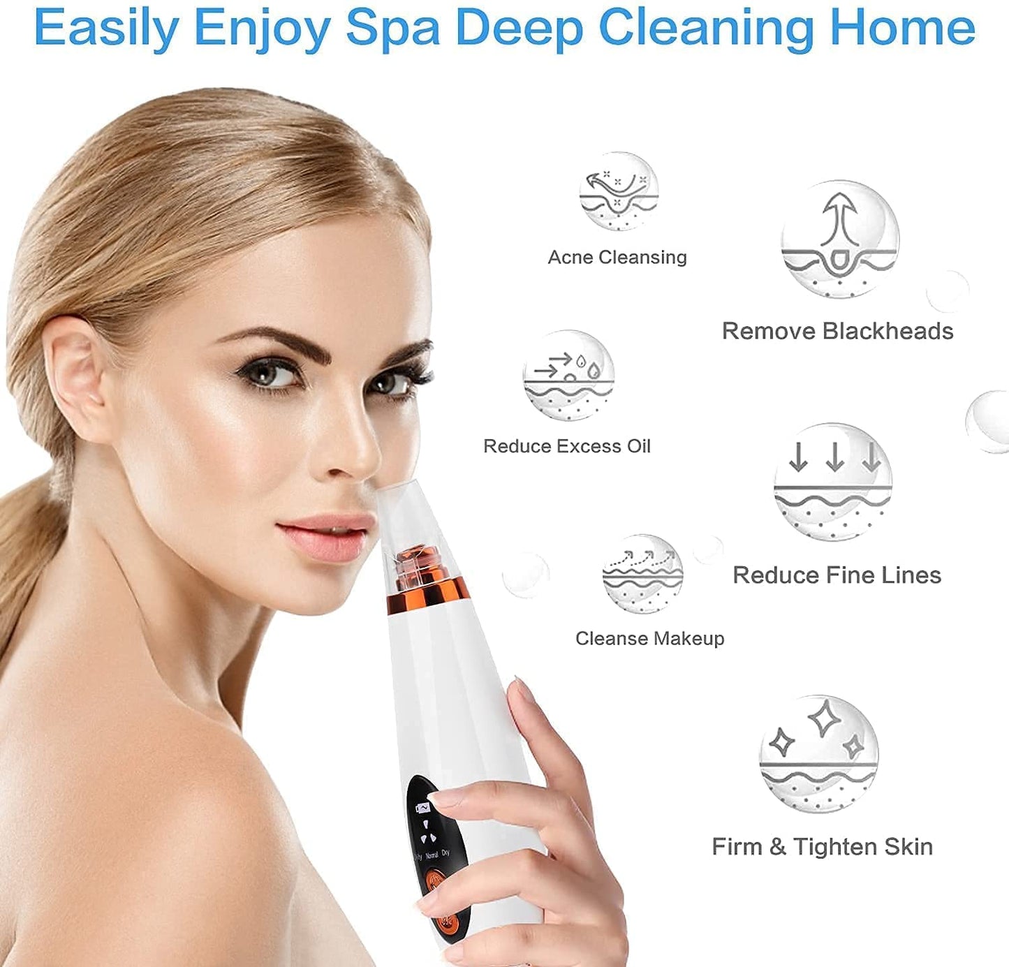 6 in 1 Multi-function Blackhead Remover Tools | Electric Derma suction Machine | USB Rechargeable Acne Pimple Pore Cleaner Vacuum tool | Facial Cleanser Device for Nose & Skin Care