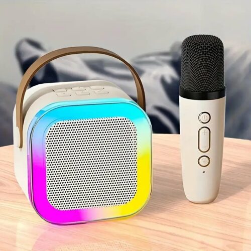 PartyPulse: Karaoke Bluetooth Speaker with Wireless Mic, Dynamic LED Lights & Portable Design for Home, Parties & Travel