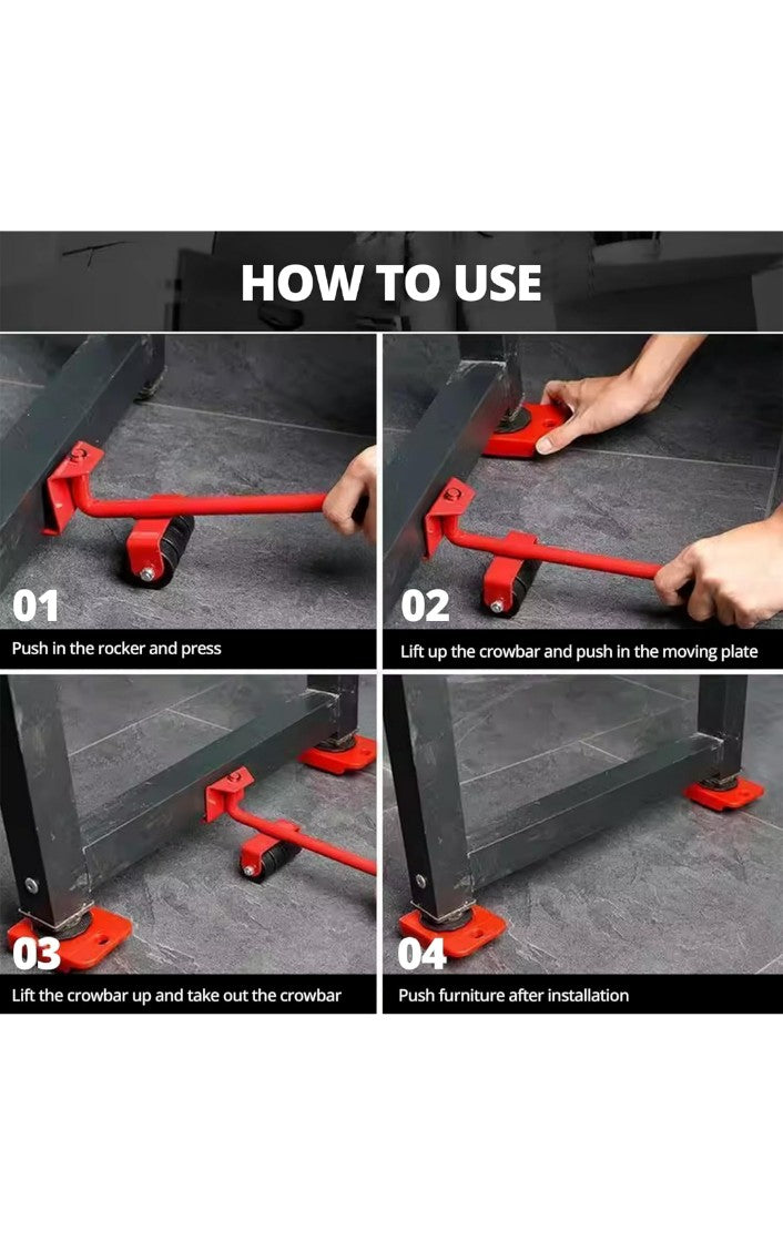 SPOTVIEW Furniture Lifter/Shifter Tool - 4 Pcs 3.9"x3.15" Slides Kit, Move Roller Tools Max Up for 150KG/331LBS, 360 Degree Rotatable Pads, Easily Redesign and Rearrange (Pack of 1)