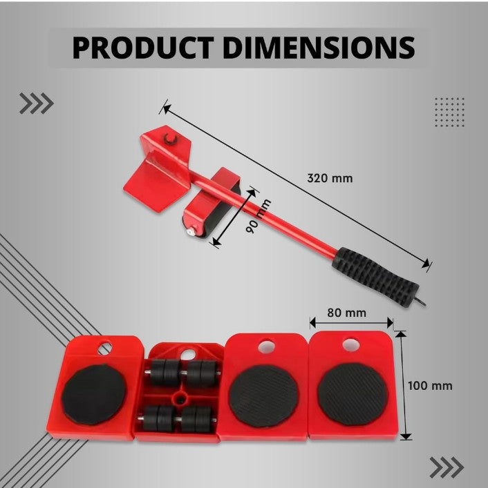 SPOTVIEW Furniture Lifter/Shifter Tool - 4 Pcs 3.9"x3.15" Slides Kit, Move Roller Tools Max Up for 150KG/331LBS, 360 Degree Rotatable Pads, Easily Redesign and Rearrange (Pack of 1)