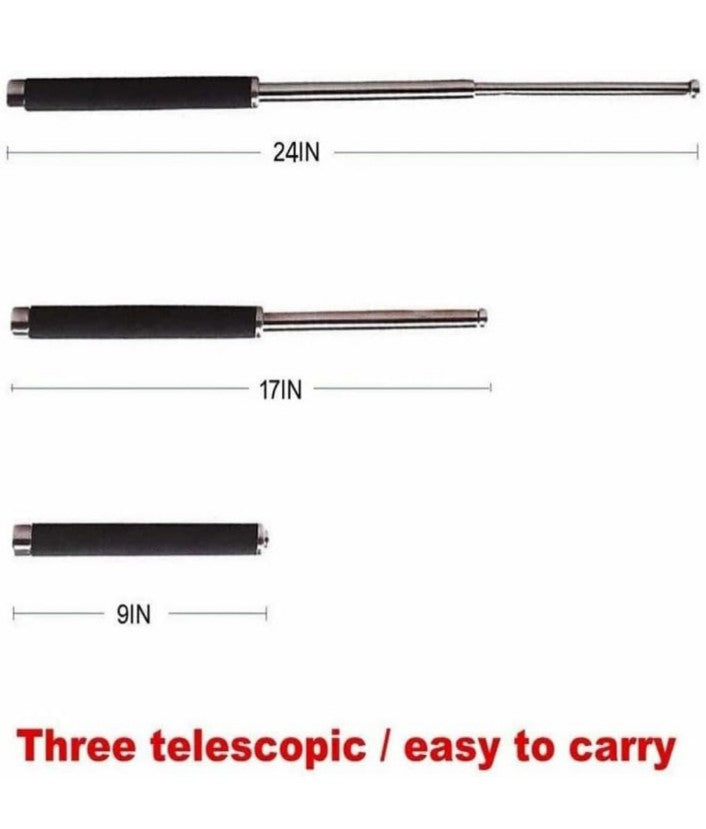 Stainless Steel Self-Defense Foldable Pointer & Safety Hiking Stick, Compact, Extendable Wand with Comfortable Grip & Nylon Bag | Ideal for Car, Office, Use (Pack of 1)