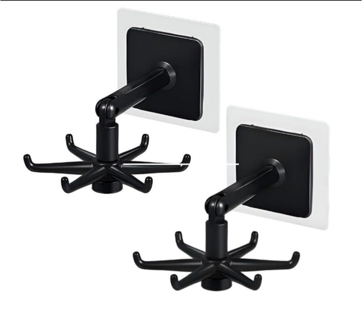 360° Rotating Utility Hooks – 2 Pack Self-Adhesive Wall Hangers for Kitchen, Bathroom, and Home Organization Needs