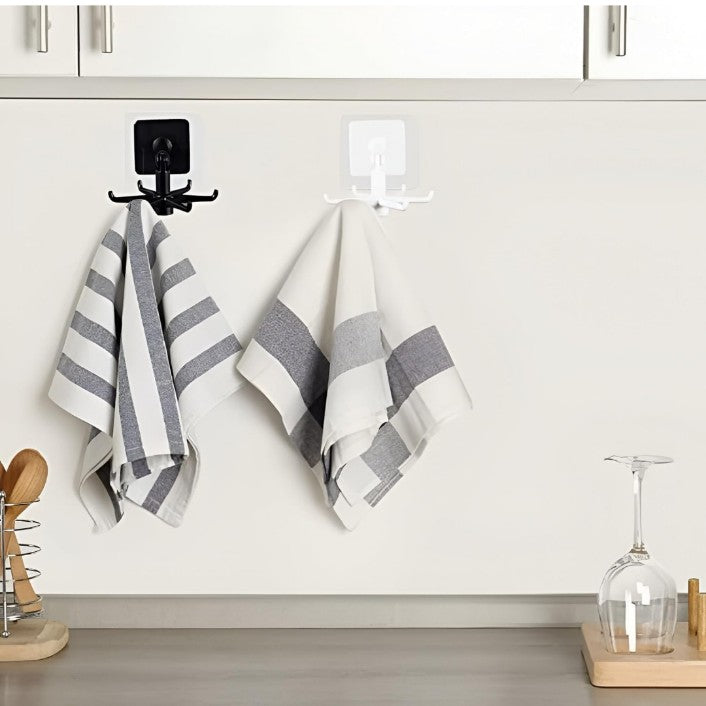 360° Rotating Utility Hooks – 2 Pack Self-Adhesive Wall Hangers for Kitchen, Bathroom, and Home Organization Needs