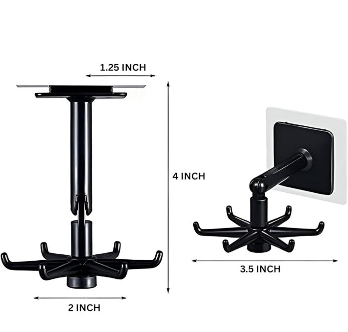 360° Rotating Utility Hooks – 2 Pack Self-Adhesive Wall Hangers for Kitchen, Bathroom, and Home Organization Needs