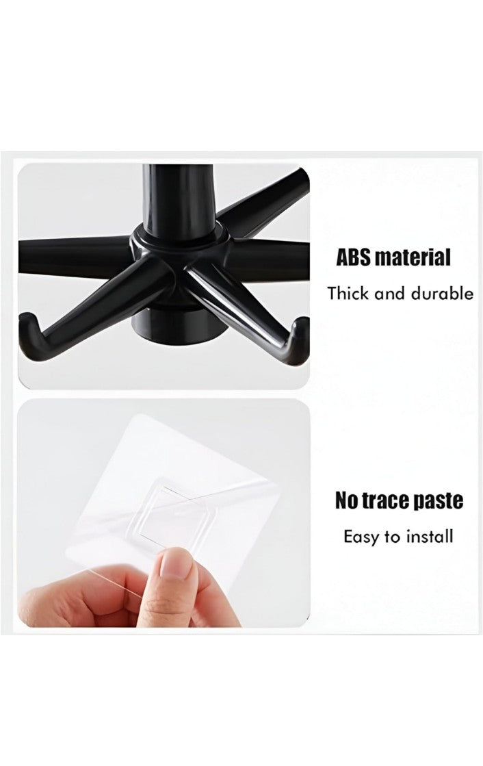 360° Rotating Utility Hooks – 2 Pack Self-Adhesive Wall Hangers for Kitchen, Bathroom, and Home Organization Needs