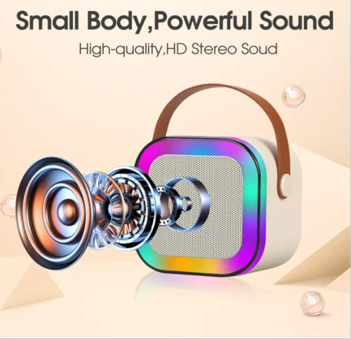 PartyPulse: Karaoke Bluetooth Speaker with Wireless Mic, Dynamic LED Lights & Portable Design for Home, Parties & Travel