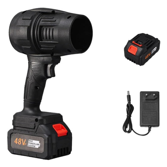 Powerful 48V cordless air blower with brushless motor. Perfect for car cleaning, home maintenance &amp; outdoor use. Portable turbo jet performance.