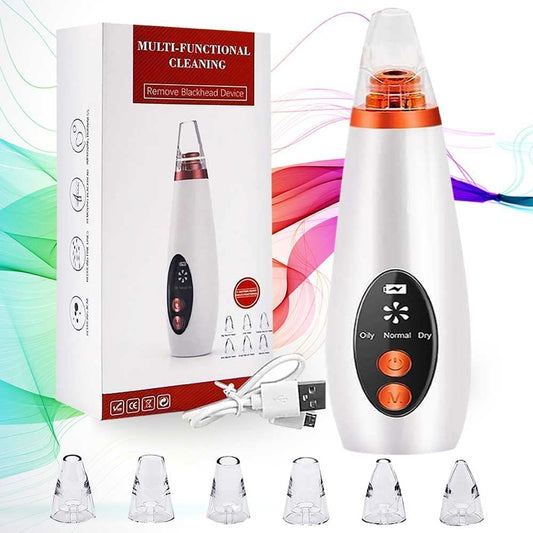6 in 1 Multi-function Blackhead Remover Tools | Electric Derma suction Machine | USB Rechargeable Acne Pimple Pore Cleaner Vacuum tool | Facial Cleanser Device for Nose & Skin Care