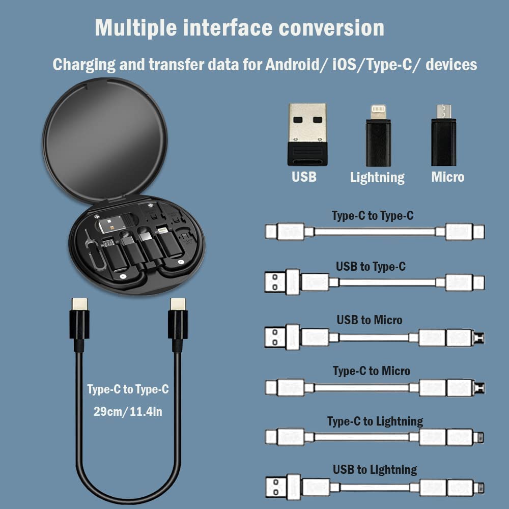 Companion: All-in-One USB Travel & Tech Charging Kit – 60W Fast Charging Cable Set with Type-C, Lightning & Micro USB, Built-in Mobile Stand