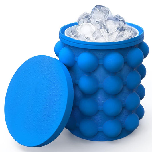 Chillix: 2-in-1 Silicone Ice Cube Bucket with Lid – Ice Tray & Storage Container for Freezers, Cocktails, Whiskey, Cold Beverages & Party Use