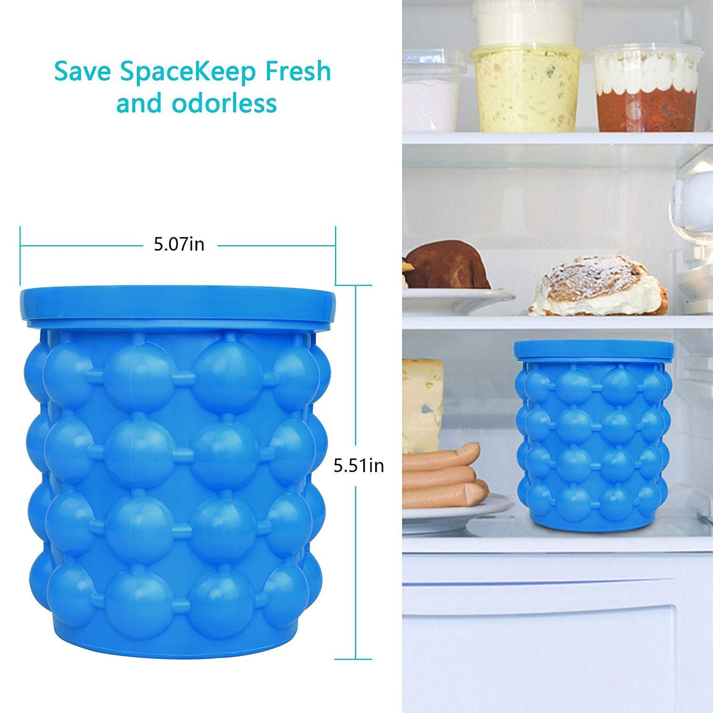 Chillix: 2-in-1 Silicone Ice Cube Bucket with Lid – Ice Tray & Storage Container for Freezers, Cocktails, Whiskey, Cold Beverages & Party Use