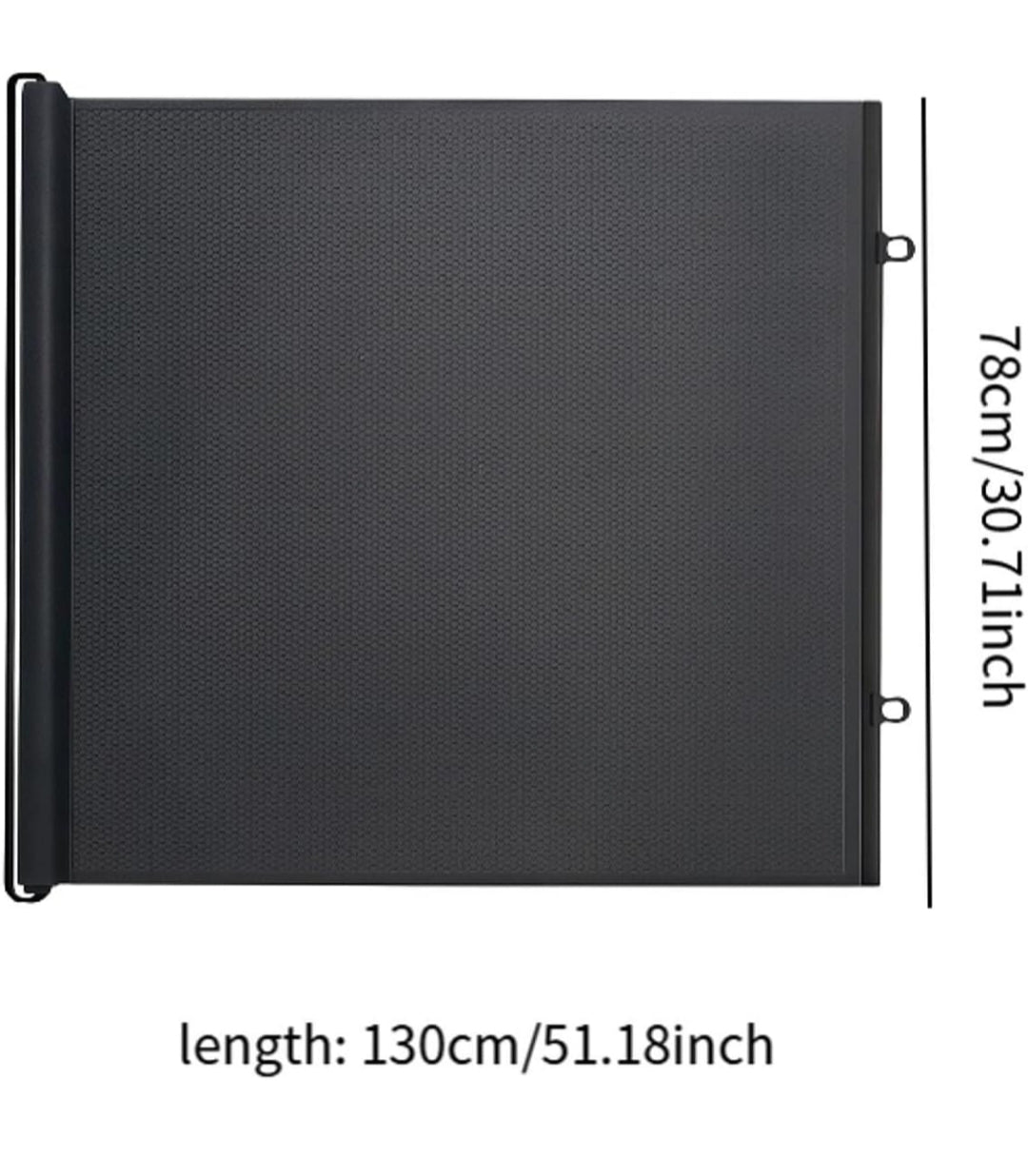 *Auto-Retractable No-Drill Pet Gate - Foldable Safety Barrier with Mesh for Dogs/Cats, Stairs & Indoor Use, Space-Saving Design, (Easy Install Fence) (Black Print)