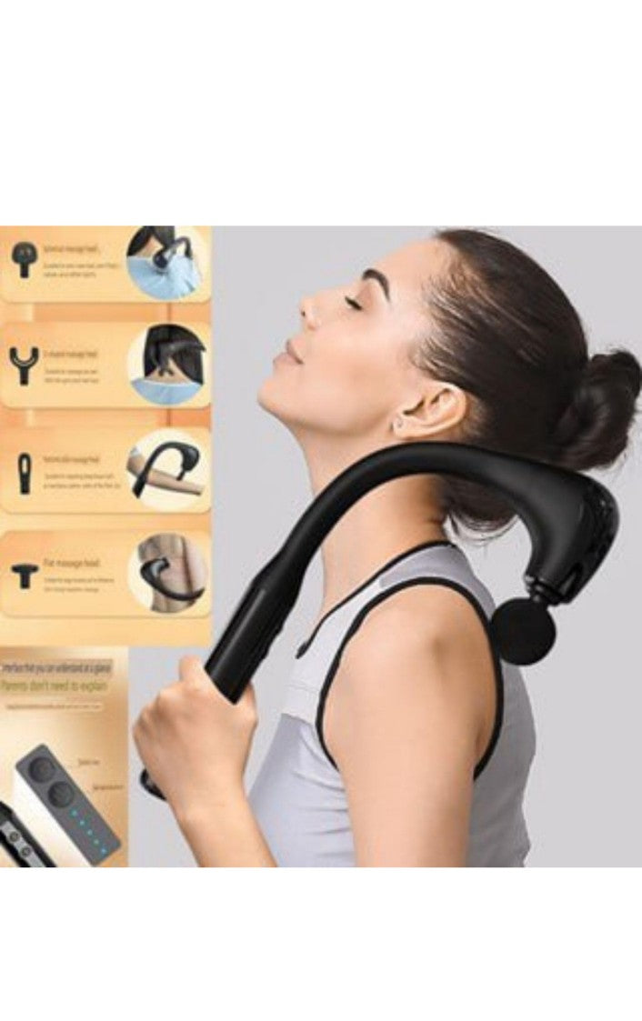 Rechargeable Percussion Massage Gun | Deep Tissue Handheld Massager with Extension Handle | Effective Pain Relief for Neck, Back, Shoulder, Legs | Pack of 1