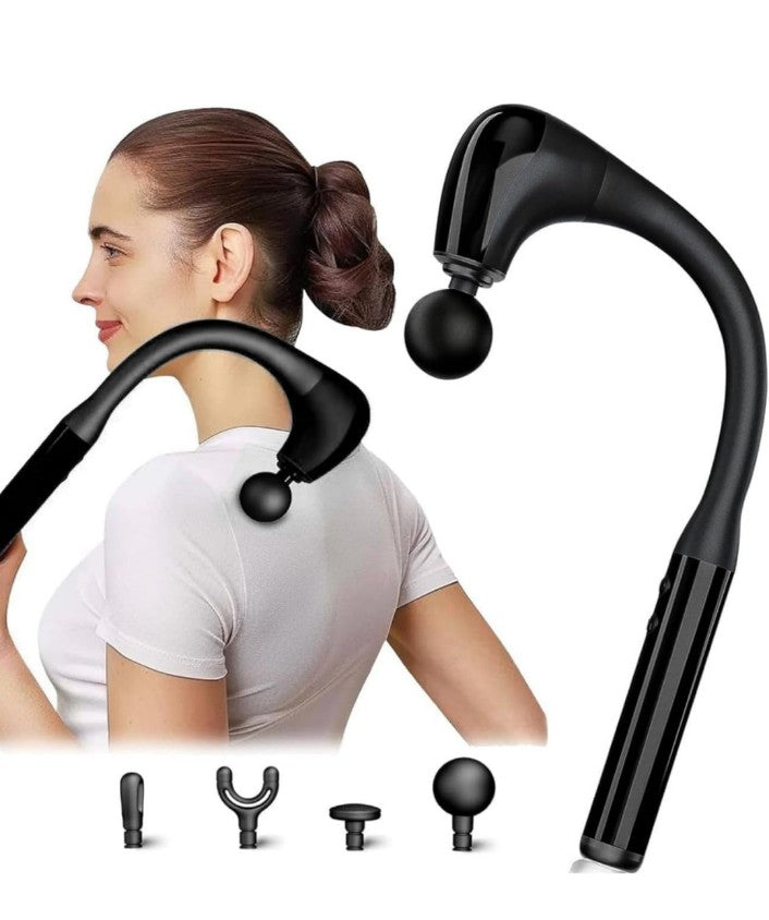 Rechargeable Percussion Massage Gun | Deep Tissue Handheld Massager with Extension Handle | Effective Pain Relief for Neck, Back, Shoulder, Legs | Pack of 1