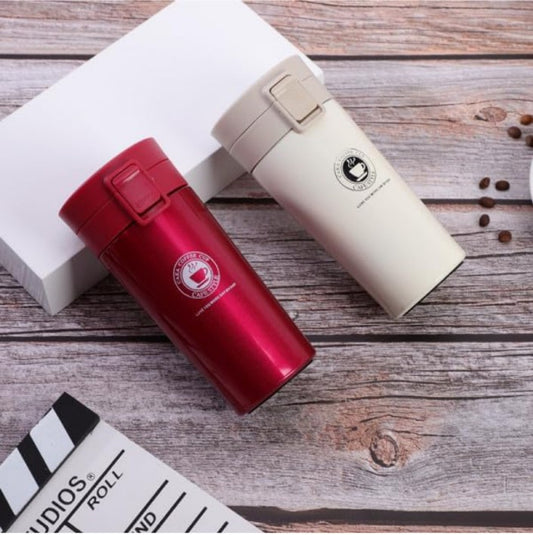 Travel Thermal Flask with Lid Coffee Cup Stainless Steel Vacuum Insulated Thermos Flask for Hot and Cold Drinks Mug Tumbler Tea and Coffee Mug Traveling Beverage Cup (Vacuum Insulated Cup)Pack Of 1