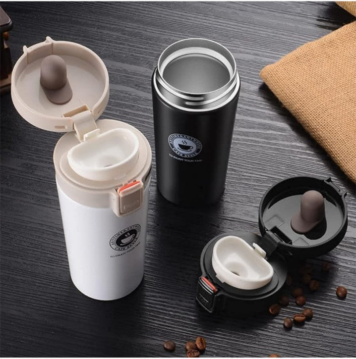 Travel Thermal Flask with Lid Coffee Cup Stainless Steel Vacuum Insulated Thermos Flask for Hot and Cold Drinks Mug Tumbler Tea and Coffee Mug Traveling Beverage Cup (Vacuum Insulated Cup)Pack Of 1