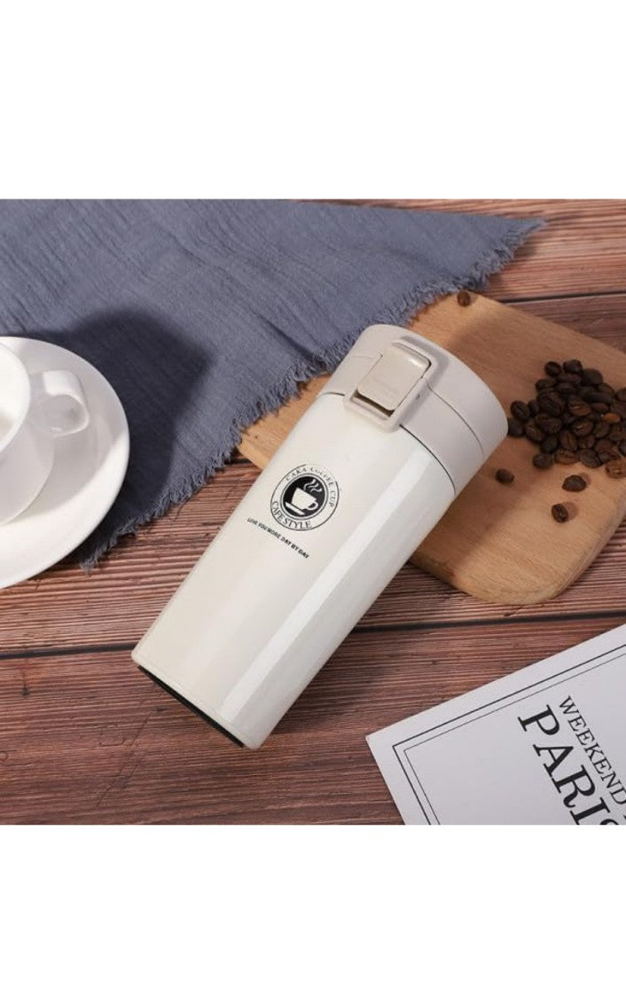 Travel Thermal Flask with Lid Coffee Cup Stainless Steel Vacuum Insulated Thermos Flask for Hot and Cold Drinks Mug Tumbler Tea and Coffee Mug Traveling Beverage Cup (Vacuum Insulated Cup)Pack Of 1