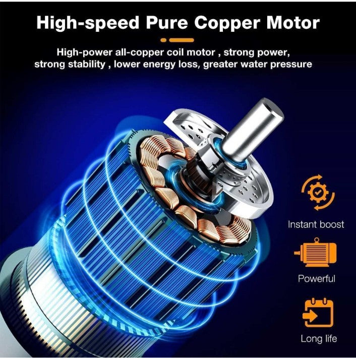 Double Battery.) Cordless Portable Wireless Pressure Washer Gun 48V 12000mAh High Pressure Water Gun for Car Wash and Bike Cleaning with Adjustable Nozzle and 5M Hose Pipe