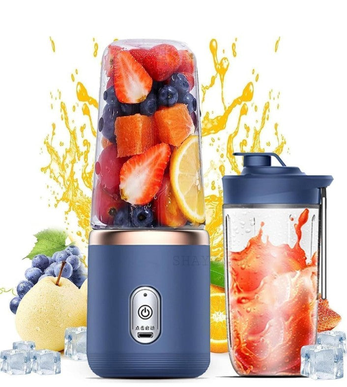 Portable Juicer Blender for Smoothies & Juices | USB Rechargeable Mini Blender Bottle | 400ml Shake Maker with 1800mAh Battery | Personal Smoothie Mixer for Home, Travel, Gym (Portable Juicer)