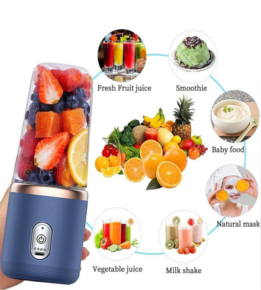 Portable Juicer Blender for Smoothies & Juices | USB Rechargeable Mini Blender Bottle | 400ml Shake Maker with 1800mAh Battery | Personal Smoothie Mixer for Home, Travel, Gym (Portable Juicer)