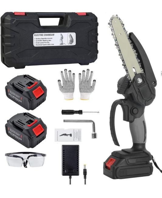 Mini Chainsaw 6 Inch, Cordless Mini Chainsaw Battery Powered with 21V 4000mAh Rechargeable Battery, One-Hand Use Electric Chainsaw, Handheld Chainsaw for Tree Trimming Wood Cutting