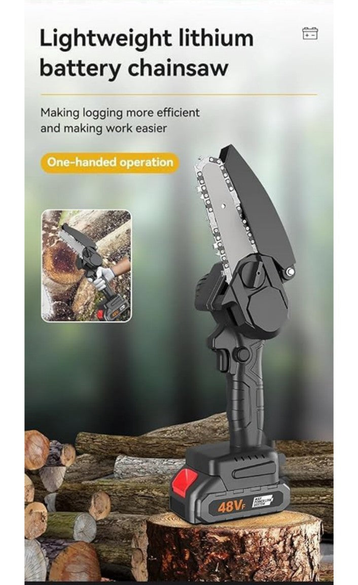 Mini Chainsaw 6 Inch, Cordless Mini Chainsaw Battery Powered with 21V 4000mAh Rechargeable Battery, One-Hand Use Electric Chainsaw, Handheld Chainsaw for Tree Trimming Wood Cutting