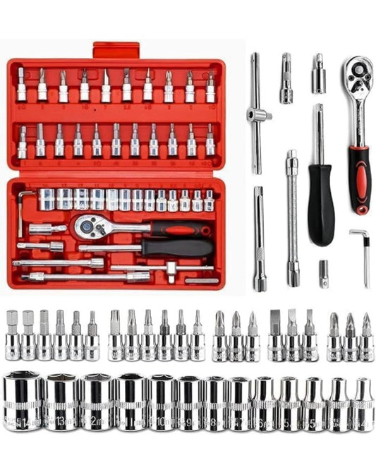 Tool Kit for Home Use | Tools Set, Hand Tools, Bike Tool Kit Set, Socket Wrench Set, Spanner Set All Size Tool Kit Goti Pana Set - Box End (46 in 1),