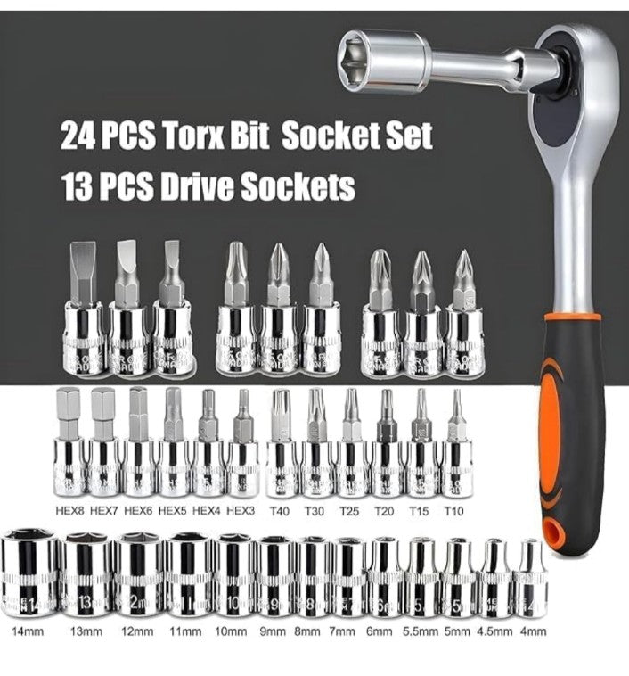 Tool Kit for Home Use | Tools Set, Hand Tools, Bike Tool Kit Set, Socket Wrench Set, Spanner Set All Size Tool Kit Goti Pana Set - Box End (46 in 1),