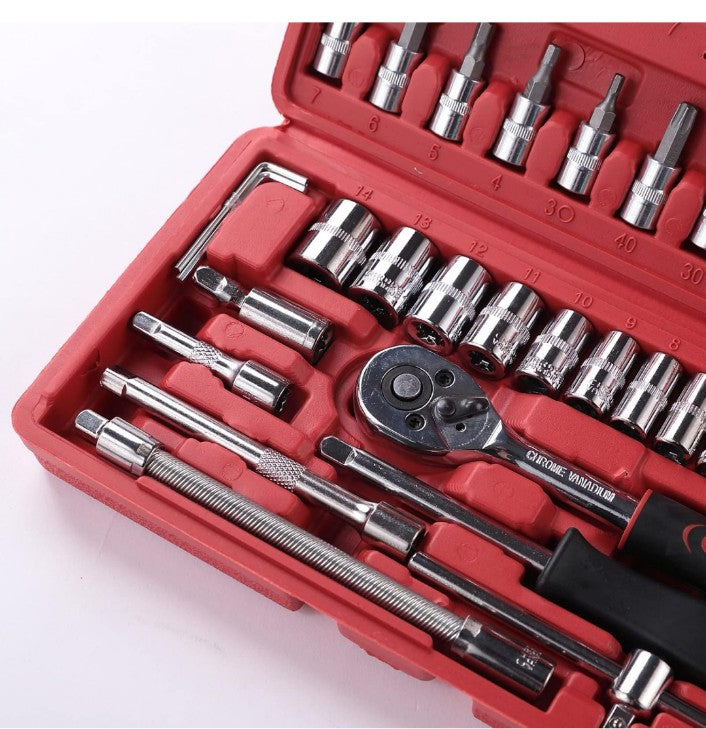 Tool Kit for Home Use | Tools Set, Hand Tools, Bike Tool Kit Set, Socket Wrench Set, Spanner Set All Size Tool Kit Goti Pana Set - Box End (46 in 1),