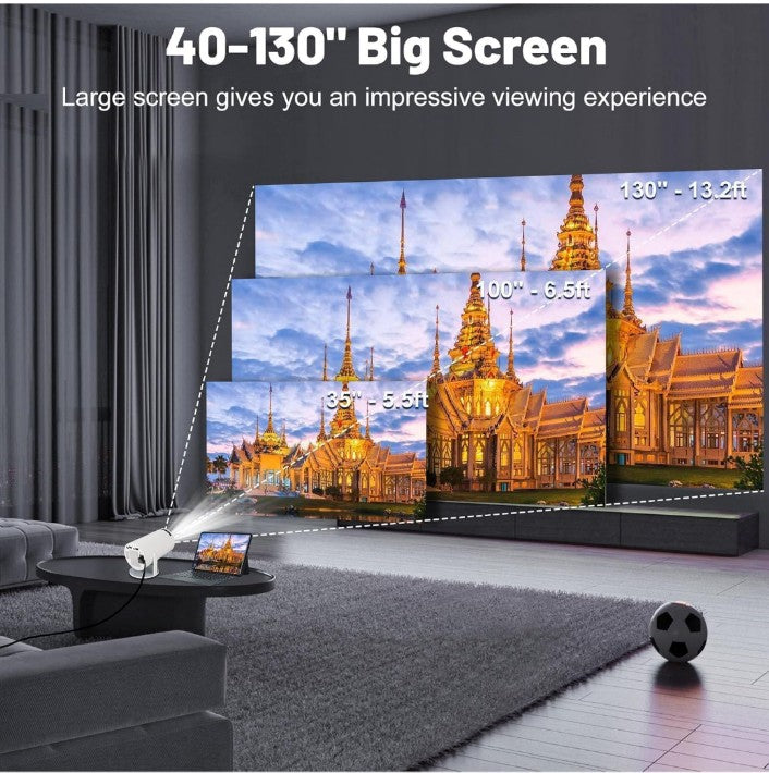 Smart Projector with Android 11 HD Projector 1080P 4K WiFi6 BT Home Theater Video Projector 180° Rotatable Stand Car Keystone Correction for Mobile Phone TV Stick