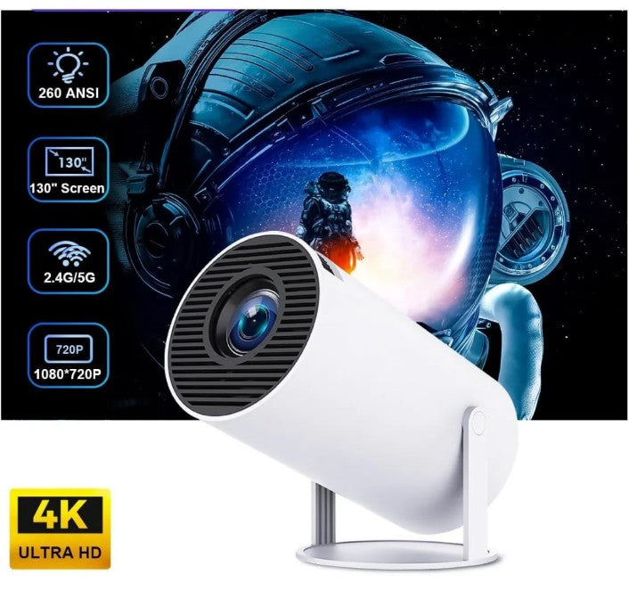 Smart Projector with Android 11 HD Projector 1080P 4K WiFi6 BT Home Theater Video Projector 180° Rotatable Stand Car Keystone Correction for Mobile Phone TV Stick
