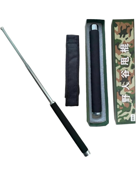 Stainless Steel Self-Defense Foldable Pointer & Safety Hiking Stick, Compact, Extendable Wand with Comfortable Grip & Nylon Bag | Ideal for Car, Office, Use (Pack of 1)