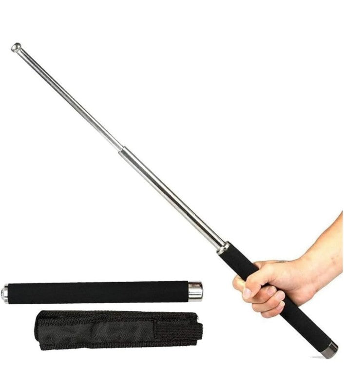 Stainless Steel Self-Defense Foldable Pointer & Safety Hiking Stick, Compact, Extendable Wand with Comfortable Grip & Nylon Bag | Ideal for Car, Office, Use (Pack of 1)