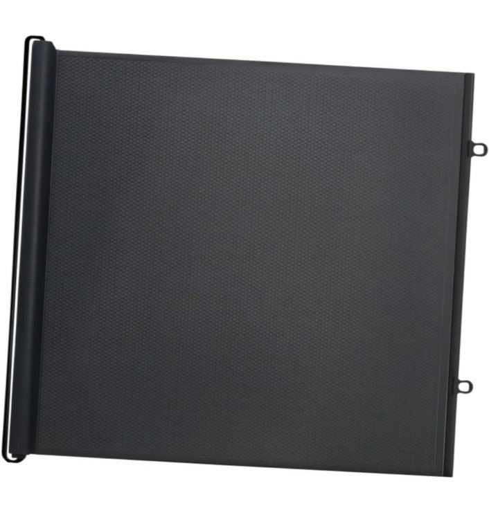 *Auto-Retractable No-Drill Pet Gate - Foldable Safety Barrier with Mesh for Dogs/Cats, Stairs & Indoor Use, Space-Saving Design, (Easy Install Fence) (Black Print)