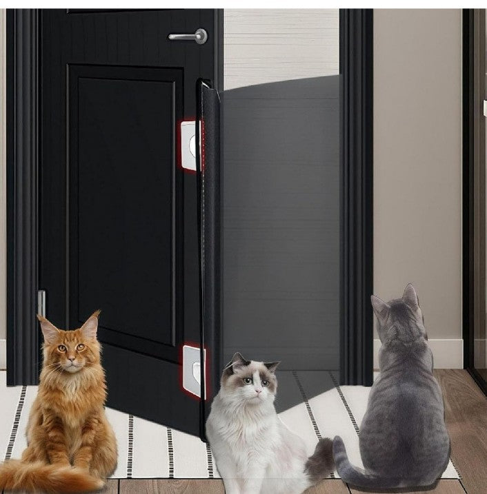 *Auto-Retractable No-Drill Pet Gate - Foldable Safety Barrier with Mesh for Dogs/Cats, Stairs & Indoor Use, Space-Saving Design, (Easy Install Fence) (Black Print)