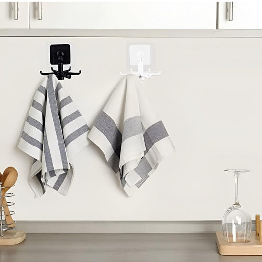 360° Rotating Utility Hooks – 2 Pack Self-Adhesive Wall Hangers for Kitchen, Bathroom, and Home Organization Needs