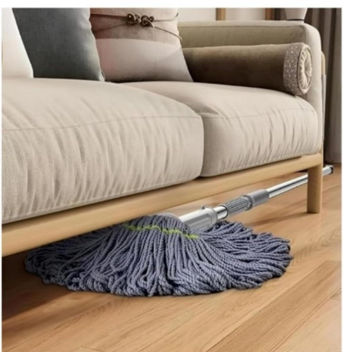 Premium Spin Mop with Big Wheels and Heavy Wringer | 360° Flexible Mop Bucket System for Floor Cleaning with 2 Microfiber Refills (Blue),